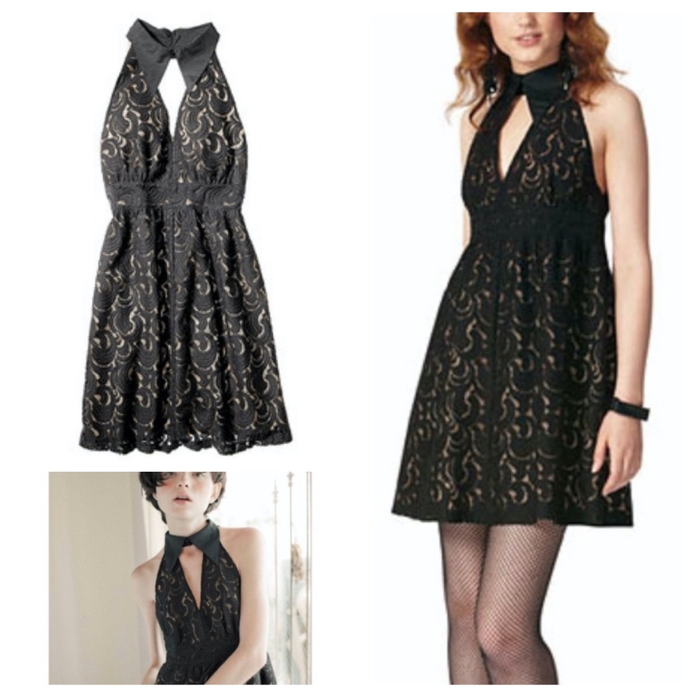 Anna Sui lace little black party dress sz 5